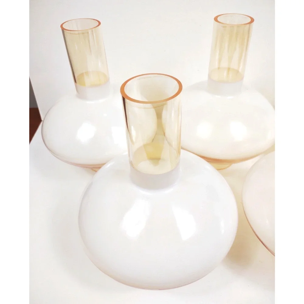 5 Vintage Peach Luster Milk Glass Chimney Globe Lamp Shades Retro Rare 3